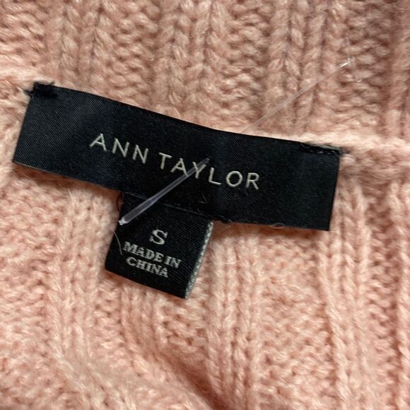 Ann Taylor Fisherman's Cable Alpaca Wool‎ Blend High Low Sweater Pullover Pink S - Picture 8 of 9
